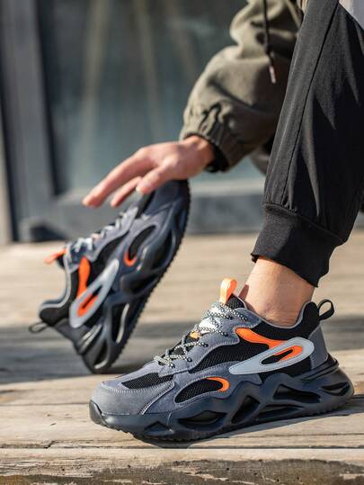 Men's Lightweight And Breathable Steel Toe Work Shoes With Anti-Smash, Non-Slip,Puncture-Proof Design, Suitable For Construction