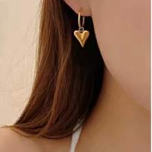 Silver Plated Large Heart Shaped Pendant Earrings Valentines,Mom,Mother,Mother's Day,Gift - Silver - View 3