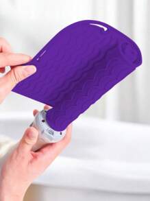 1 pieza Manga resistente al calor de silicona, funda de estera portátil para viajes, adecuada para rizador, plancha, alisador, varilla rizadora, estuche de estera para viajes, herramientas de peinado con calor, aislamiento térmico efectivo, bolsa con clips para almacenamiento, estera para almacenamiento de varillas rizadoras, fácil de transportar, herramientas para el cabello, productos y accesorios de belleza, adecuado para salón de belleza, artículos esenciales de viaje