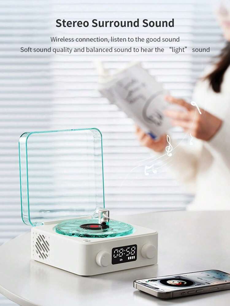 Un Nouveau Haut-parleur Au Look Dun Tourne-disque Et Un Haut-parleur Endormi Qui Écoute Les Vagues De Avec Un Effet De Lumière Ondulante - Multicolore - Voir 3