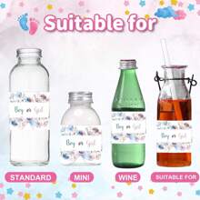 10pcs/Set Blue And Pink Floral Bow Theme Water Bottle Labels, Blue And Pink Floral, Bow, And Letter Pattern Water Bottle Stickers, Suitable For Labeling Beverages, Cans, Cups, Etc. Ideal For Decorating Parties Such As Birthday, Shower, Engagement, Picnic, And As Gift Packaging Supplies, Gift Packaging Labels