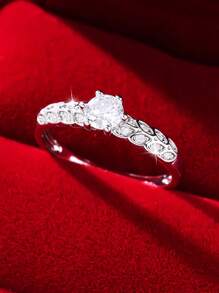 1 pieza Anillo redondo brillante, anillo de mujer, adecuado como regalo de cumpleaños, regalo del Día de San Valentín y regalo de inauguración de la casa, noble regalo para mamá