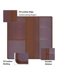 Premium PU Car Insurance Data Document Protector & Business Card Holder - Brown - View 4
