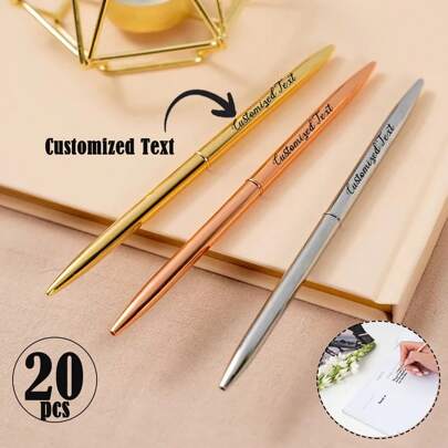 20 Stück/10 Stück/6 Stück/4 Stück/1 Stück individuell anpassbarer Metall-Signaturstift, geeignet für Hochzeiten, Büro, tägliches Schreiben, Geschenk für Kollegen, Familie, Freunde, Eltern, Paare, Studenten zum Schulstart