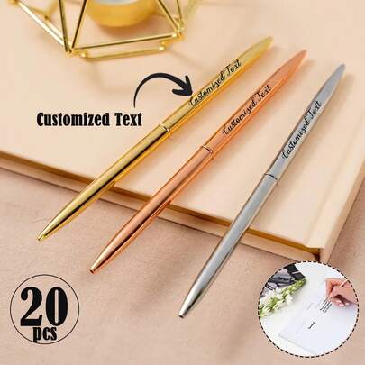 20 st/10 st/6 st/4 st/1 st anpassningsbar metallpenna, lämplig för bröllop, kontor, dagligt skrivande, present till kollegor, familj, vänner, föräldrar, par, studenter tillbaka till skolan