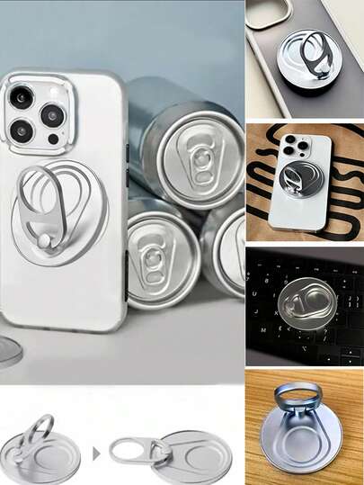 适用于磁吸指扣2节可1件超轻超薄强吸力旋转360°墙贴随处折叠指环手机支架合金便携通用桌面创意