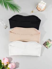 3 件套无肩带胸围，带前扣，硅胶防滑条，可拆卸垫，优雅款式，适合无肩带连衣裙（适合小胸围） - 彩色 - 查看 4