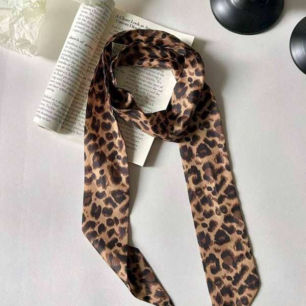 1 Peça Lenço/Bandana Aquecedor de Pescoço com Estampa de Leopardo da Moda, Adequado para Uso Diário no Verão, na Escola
