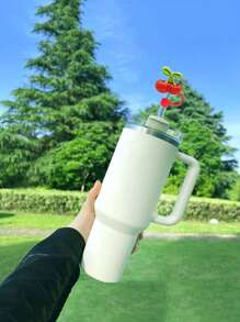 1 pieza/4 piezas Tapas de cubierta de pajita con diseño de fresa y cereza para tumblers de 30 y 40 onzas, tapas lindas de 10 mm para pajitas, cubiertas reutilizables para pajitas, tapas antipolvo para pajitas, tapas sencillas para la punta de la pajita adecuadas para conducir, oficina, acampar al aire libre, Navidad, accesorios para tazas, regalo del Día de la Madre