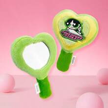 Miniso The Powerpuff Girls Buttercup Heart-Shaped Handheld Mirror - Dual-Sided Design, Perfect For On-The-Go Touch-Ups, Ideal For Travel, Gifts, And Daily Use (1 PC)