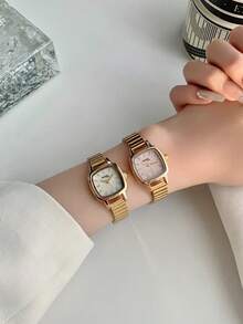 1 件女士银色/金色简约优雅小表盘不锈钢表带石英表，精致的节日礼物 - 均碼 - 查看 6