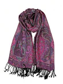 FADZOYLE 1 件奢华双面佩斯利分层提花羊绒围巾柔软大披肩和头巾罩衫纱笼头巾适合晚礼服异国风情围巾四季皆宜