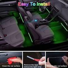 Car LED Lights Smart Interior Lights With App Control 72 LED 16 Million Colors With APP And Remote Control Music Sync Color Change RGB For LED Lighting Kits For Car With Car Charger DC 12V Car Accessories Car Must Haves Accesorios Para El Carro Car Decor