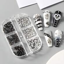 2 Hộp Trang Trí Móng Tay Phong Cách Punk Y2K, Đinh Tán Kim Loại Nhiều Kích Cỡ, Hình Nón, Hợp Kim Đen/Bạc/Vàng, Đinh Tán Móng Tay 3D Thời Trang, Phụ Kiện Đá Trang Trí Móng Tay - Nhiều màu - Xem 4