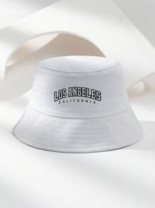 1 Unisex Black Letter Hollow Out Print LOSANGELES Outdoor Casual Sun Protection Bucket Hat