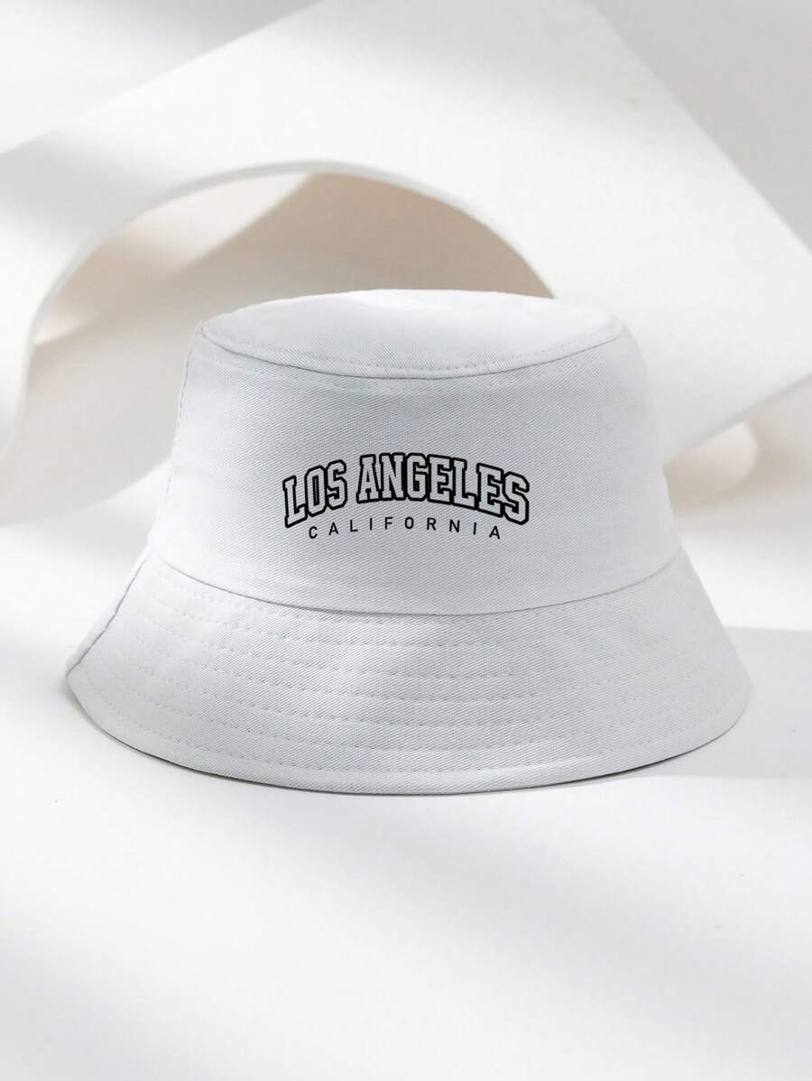 1 Unisex Black Letter Hollow Out Print LOSANGELES Outdoor Casual Sun Protection Bucket Hat