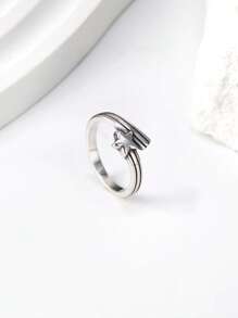 1 Stück einfacher, einzigartiger 925er Sterling Silber Sternengucker Wickel-Ring, Schmuckgeschenk für Frauen