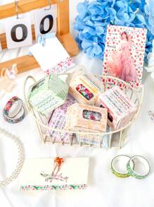 5 Rollen Blumen Handbuch Klebeband in Geschenkbox, personalisiertes DIY Handbuch dekoratives Washi Klebeband als Geschenk für Mitschüler und Freunde, Geschenke zum Schulanfang
