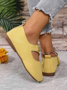 Women's Fashion New European And American Imported Soft Yellow Comfortable Versatile Slip-On Casual Granny Shoes Flat Round Toe Loafers, Suitable For Mothers