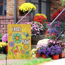 1pc, Love With Joy Spring Flower Garden Flag, 12 X 18 Inch Double Sided Farmhouse Yard Outdoor Flag, Farmhouse Rustic Pasture Porch Decoration(ONLY FLAG)