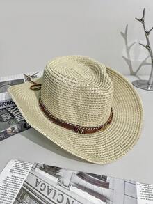 1pc Unisex Casual Breathable Versatile Panama Hat, Fashionable Sun Protection Jazz Cap, Suitable For Outdoor Activities Such As Hiking, Fishing, Beach Trips In Summer - MZ2342 - View 10