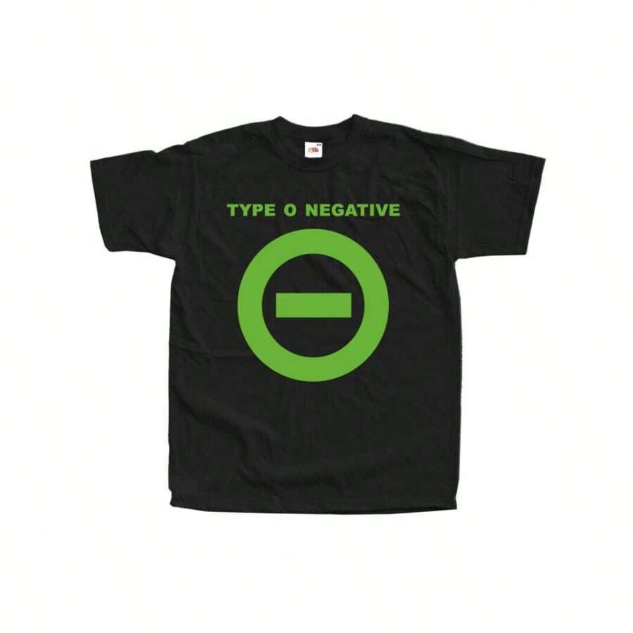 Type O Negative Logo Graphic T-Shirt For Men - Black Cotton Crew Neck Tee With Green & White Circular Design, Sizes S To 5XL, Casual & Comfortable Fit, Casual Wear | Bold Graphic Tee | Stretchable Material, T Shirt - 黑色 - 查看 1