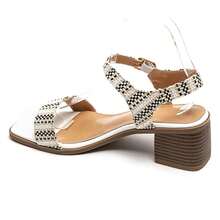 Square Heel Ankle Strap Sandals - Timeless Elegance - White - View 3