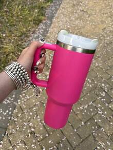 Double-Walled Vacuum Stainless Steel Insulated Cup, A 40-Ounce High-Quality Drinkware. It Is A Portable Insulated Cup, Travel Mug And Iced Coffee Cup. Suitable For Outdoor Camping, Hiking And Road Trips. It Is The Perfect Gift For Mother's Day, Birthdays And Anniversaries-Rose Red - 玫紅色 - 查看 5