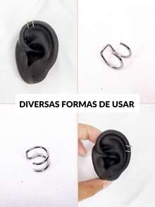 Piercing Earring Helix Claw Cartilage Fake Pressure Fit Silver Stainless Steel Waterproof - 1 Unit - Silver - View 7