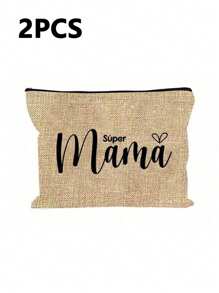Letter "Mama" Printed Zipper Women'S Cosmetic Bag. The Best Gift For Mom, Bridesmaid Cosmetic Bag, Bridesmaid Gift Bag, Wedding Travel Washing Bag With Zipper, Bridesmaid Bag, Wedding Bride Shower Single Girls Proposal Party Gift,Mother's Day Gifts Makeup Travel Toiletry Organizer Essentials Gifts Storage Zipper Accessories Nail