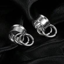 2PCS 316 Stainless Steel Round Ear Tunnels With 2 Smooth Loop Rings Expander Piercing Women Body Jewelry Plugs Stretcher New Arrival - Multicolor - View 7