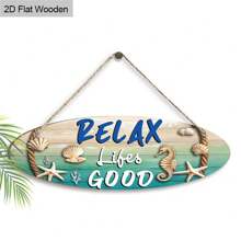 1Pc Summer Decoration Wooden Hanging Sign, Beach Seahorse Seahorse Elements Wooden Prints Art Hanging Painting Wall Decoration Door Decoration Garden Hallway Decoration
