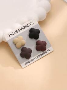 1个/2个/4个/6个/8个装纯色三叶草锌合金头巾磁铁，强力磁性搭扣，适用于女士围巾和服装纽扣，适合春、夏、秋、冬四季，可用于连衣裙、沙滩装、度假装等。 - 彩色 - 查看 7