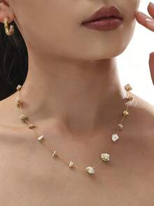 1pc MiDuoDuo Summer Asymmetrical Natural Stone Necklace, Women Beach Vacation Accessory - Natural Stone Necklace - View 4