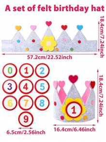 1Set Crown Shaped Birthday Decorative Hat,Felt Adjustable Crown Birthday Hat With Number 0-9 Including Five Styles,Birthday Party Decoration,Photo Props Decor,DIY Decorative Hat,1st Birthday Party Accessory,Dress Up Headwear,Babyshower,Gender Reveal Party Decor,Party Favors,Holiday Party Supplies