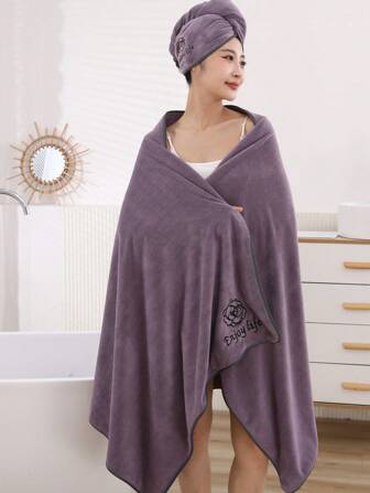 2 piezas Juego de Mujer: 1 Toalla de baño grande y absorbente de 90 x 180 cm y 1 Gorro de baño de 25 x 65 cm, decoración de otoño para el hogar, baño, salón de belleza, hotel, deportes, artículos esenciales para el hogar, toalla, cuidado de la piel