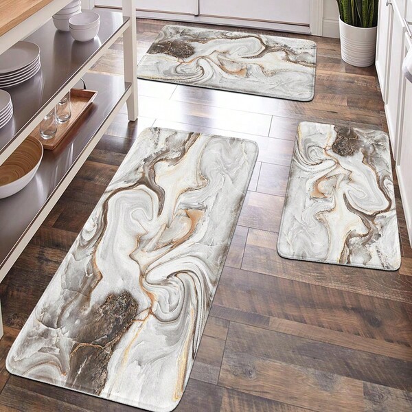 1pc Home Decor, Room Decor, Bathroom Decor, Bathroom Mat, Non-Slip Bath Mat, Kitchen Decor, Kitchen Mat, Bathroom Set, Gift, Entrance Mat, Door Mat, Hallway Mat, Soft Plush Surface, Anti-Fatigue Mat, Marble Pattern Mat, Classic Luxury Style Mat, Soft & Comfortable Surface, Relaxing Underfoot, Fatigue Relief