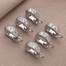 1/3/5pcs Real 18K Gold Plated Brass Zirconia Bail Bead Spacer Buckle Connectors Spring Buckle Clasp Clip Buckle For DIY Jewelry Making Finding Bracelet Necklace Pendant