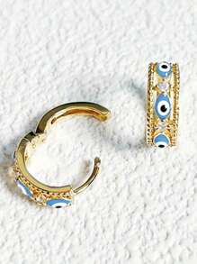 2Pcs 18K Gold Plated Crystal Demon Eye Vintage Style Earrings, Perfect Gift For Women