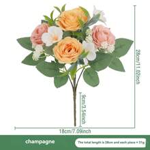 1 Stück künstliche Blumenbestickung, Seidenrosen Strauß, elegant und realistisch, Arrangement aus Seidenblumen für Innenräume, Vase für Esszimmertisch, Brautstrauß, Hochzeitsdekoration, Frühlingsdekoration, Klassenzimmerdekoration, Hochzeitsbogen, Blumenwand, Handblume, Kopfschmuck Kranz, Vase Dekoration
