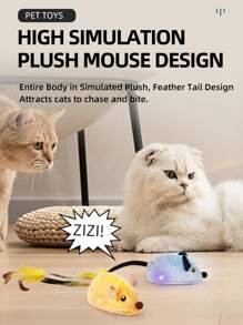 Juguetes interactivos para gatos, ratón falso en movimiento para perros con sensor automático, juguete de ratón para gatos con sonido realista y cola extendida, juguetes automáticos para gatos, juguete de ratón recargable con mando a distancia y sonido chillón