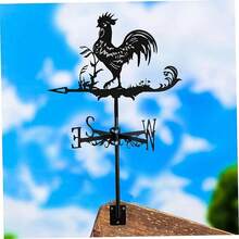 1pc Metal Rooster Weather Vane, Garden Roof Wind Direction Indicator, Creative Stainless Steel Rooster Shape Wind Vane, Farm Yard Home Decor, Rustic Iron Rooster Silhouette Wind Spinner With Nail - Durable Metal Weather Vane Suitable For Garden, Lawn And Yard Decoration