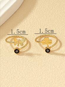 2pcs/Set European & American Beach Resort Butterfly Leaf Rhinestone Anklet - Black - View 4