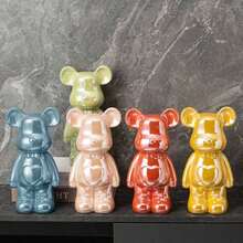 Decoración de oso de cerámica de 28 cm con forma de corazón, figura de oso de peluche de dibujos animados, decoración de alta gama para sala de estar, gabinete, gabinete de TV y ornamento para mostrador de bar - Multicolor - Ver 4