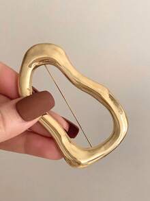 1 件女式不对称金属设计简约胸针，时尚休闲百搭胸花配饰 - 銀色 - 查看 3