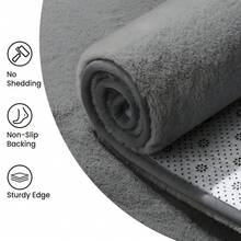 Sour Lemon 1pc Thick Soft Rugs Living Room, Faux Rabbit Fur Rug Area Rugs For Bedroom Rug, Anti Slip Rug Large Smooth Luxury Floor Carpet Short Pile Area Rug For Living Room, Bedroom, Perfect Gift For Mothers' Day - Dark Grey - View 3
