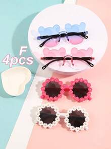 6 件/4 件/1 件儿童小熊形状和花朵形状时尚眼镜，适合夏季日常使用 - 兒童 - 查看 19