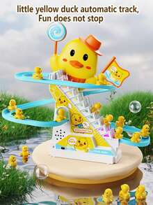 1pc Children's Duck Climbing Stairs Music Light-Up Toy, Electric Track Slide, Baby Educational Toy, Children's Festival Gift