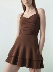 2025 Europe And The United States Women's Spring And Summer Casual Off-The-Shoulder Hanging Neck Slimming Dress Party Dress