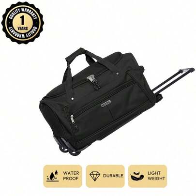 1pc European Brand French Design Oxford Cloth 600D Polyester Rolling Travel Bag, Large Capacity, Waterproof, Multi-Compartment, Foldable, Portable, Travel, Business Trip, Vacation Essential, Holiday Atmosphere, Elegant, Fashion Basic, Spring, Lightweight, Comfortable, Family Outing, Special Gift, Top Item, Spring/Summer Bright Color, Unisex, Low-Cost Airline Carry-On Luggage